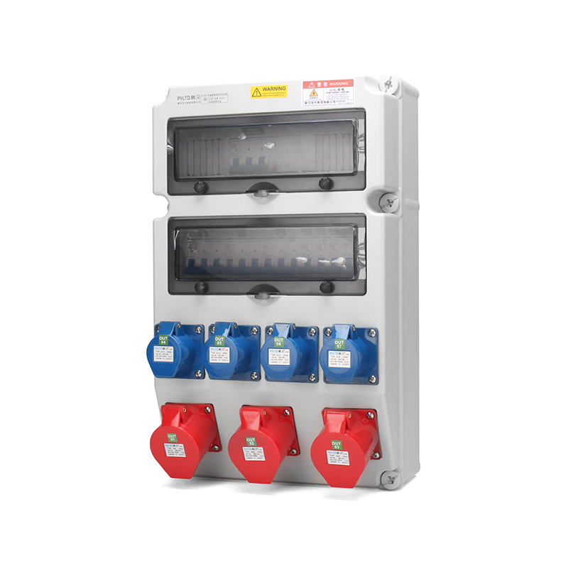 Водонепроницаемый настенный ящик PHLTD IP44 с промышленными розетками 5P 32A и 3P 10A национального стандарта, воздушным выключателем и защитой от утечки, размер 530x330x175 мм