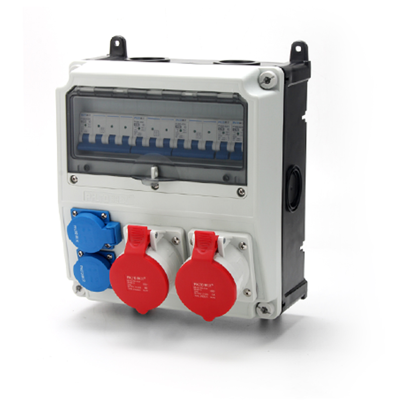 Распределительный щиток PHLTD с промышленной розеткой 5P 32A 220V, пятиножной 10A розеткой, с воздушным выключателем, размер 350x270x165 мм