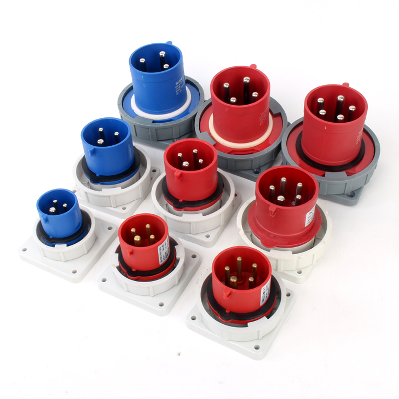 PHLTD промышленная водонепроницаемая вилка и розетка IP67, 3-контактная, 4-контактная, 5-контактная, 63A 125A, скрытая вилка, 380-415В, из цельной латуни